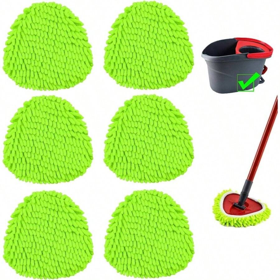 Spin Mop Heads Replacements Compatible With Ocedar Easywring 1 System 6 Pack Microfiber Chenille Mops Pad Refill O Cedar Floor Clean, Washable DryWet Use Dust Mops - 綠色 - 查看 1