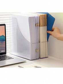 1pc Multi-Functional Desktop Book Stand - Holds Upright, Transparent Storage Box With Multi-Grid Design, Portable Document Organizer For Office, Study, And Home Use - Space-Saving, Durable, And Easy To Assemble