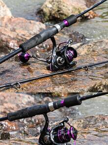Finishing Gear Set, Consisting Of A 1.8M Spinning Carbon Fiber Rod Paired With A 2000-4000 Spinning Reel,Left-Hand/Right-Hand , Max Drag 5-10LB, Aluminum Spool, 12+1 Bearings, And A 5.0:1 Gear Ratio. For Saltwater And FreshWater - Purple - View 12