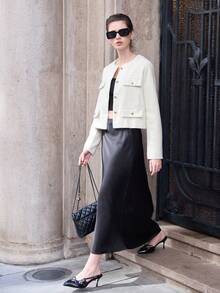 Se-Hore Fashion Women's Elastic Satin Finish Maxi Skirt, Suitable For All Seasons