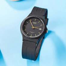 YOUTH系列 - 圆形表盘三针石英机芯树脂表带时尚日韩风女表，黑色表盘 MW-59-1E - 黑色 - 查看 2