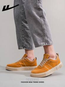 WARRIOR Casual Men's Shoes, Comfortable & Versatile Solid Color Flat Casual Walking Sneakers, Lace-Up Soft Sole Casual Shoes, Low-Top Outdoor Flat Shoes, Round Toe Low Heel Non-Slip Solid Color Elegant Soft Bottom Hiking Shoes, Men's Low-Top Leather Casual Skateboard Shoes