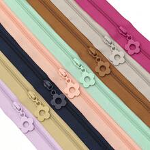 1 Set = 450cm/5 Yards Zipper + 10pcs Zipper Pulls, #3 Nylon Colorful Zippers With Matching Flower Zipper Pulls, 18 Color Options, Suitable For Clothing, Bedding, Bags, Pockets, Luggage, DIY Crafts Sewing - Multicolor - View 4
