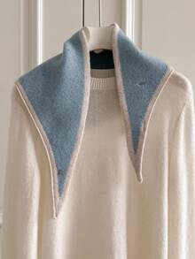 وشاح مثلث مصنوع بتقنية الكروشيه ذو حواف ملونة متباينة على شكل شبكة متقاطعة، وشاح صغير للرقبة للنساء، كاب دافئ للكتف متعدد الاستخدامات