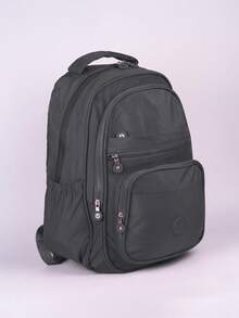 Large School Backpack For Notebook Pink Resistant Multiple Pockets Work Nylon Reinforced School College - Grey - View 2