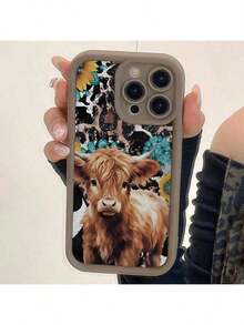 Funda de Teléfono con Patrón de Vaca Linda, Protector de Teléfono Decorativo de TPU, Accesorios de Teléfono Compatibles con  y - Café integral - Ver 5