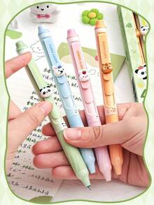 Set de 4 bolígrafos de gel borrables de color rosa dulce, con clips extensibles de dibujos animados de animales y el espacio, tinta de color negro de 0.5 mm, útiles escolares y de oficina para estudiantes