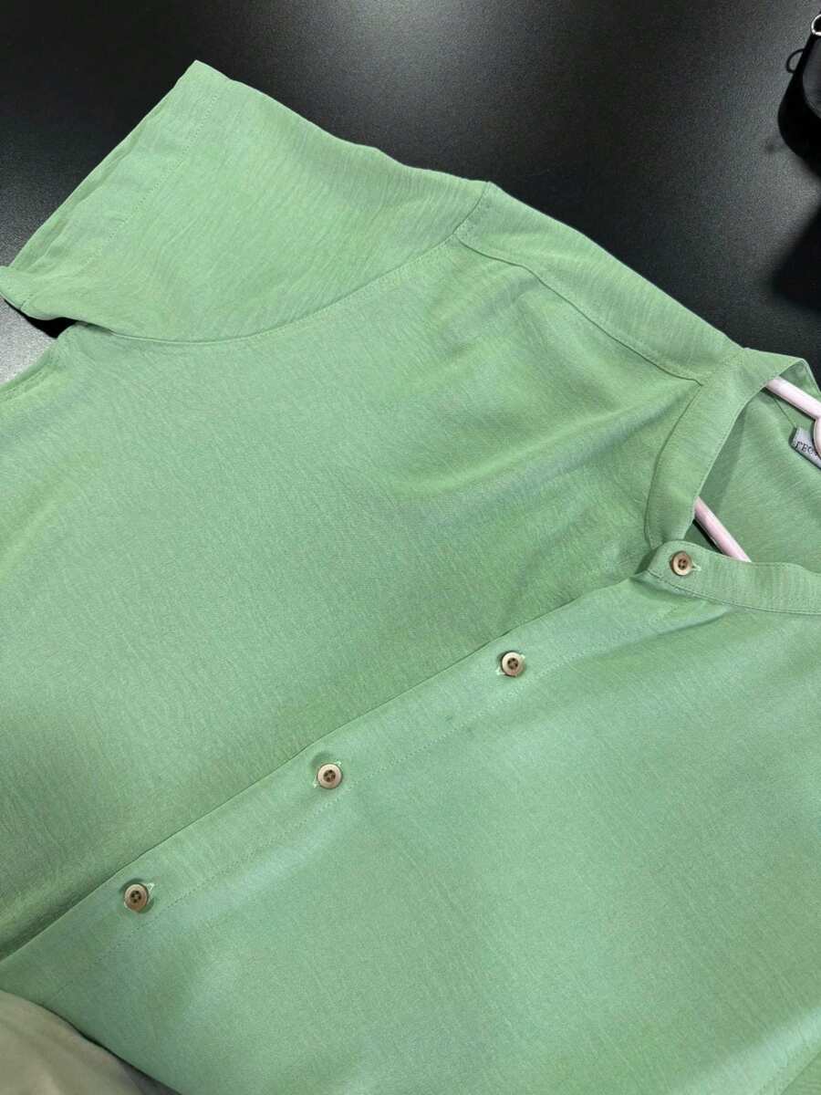 Men's Slim Fit Long Sleeve Social Premium Italian Collar Shirt - 黑色 - 查看 1