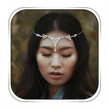 Gothic Head Chain Crystal Pendant Headpieces  Halloween Hair Pieces Jewelry Boho Hairband For Women And Girls Black