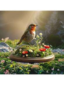 قطعة واحدة لوح ديكوري من الروبن مسطح 2D، للاستخدام الخارجي، مناسب لأواني الزهور والحدائق و الساحات الخارجية، الأعياد، وتزيين حديقة المنزل، لافتة ديكورية خارجية متينة، وتكون مسطحة على الأرض ، ملتقط شعار ضوء الشمس