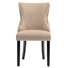 Beige Velvet 4-Leg Dining Chair With Button Tufting And Solid Wood Frame (Set Of 2) - Beige - View 1