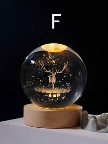 1 pièce Boule de cristal lumineuse en verre, lampe de chevet à lumière douce représentant la nébuleuse de Saturne et la lune. Projecteur de boule de cristal lumineuse, lampe d'ambiance créative. Le motif gravé au laser peut varier. - Multicolore - Voir 8