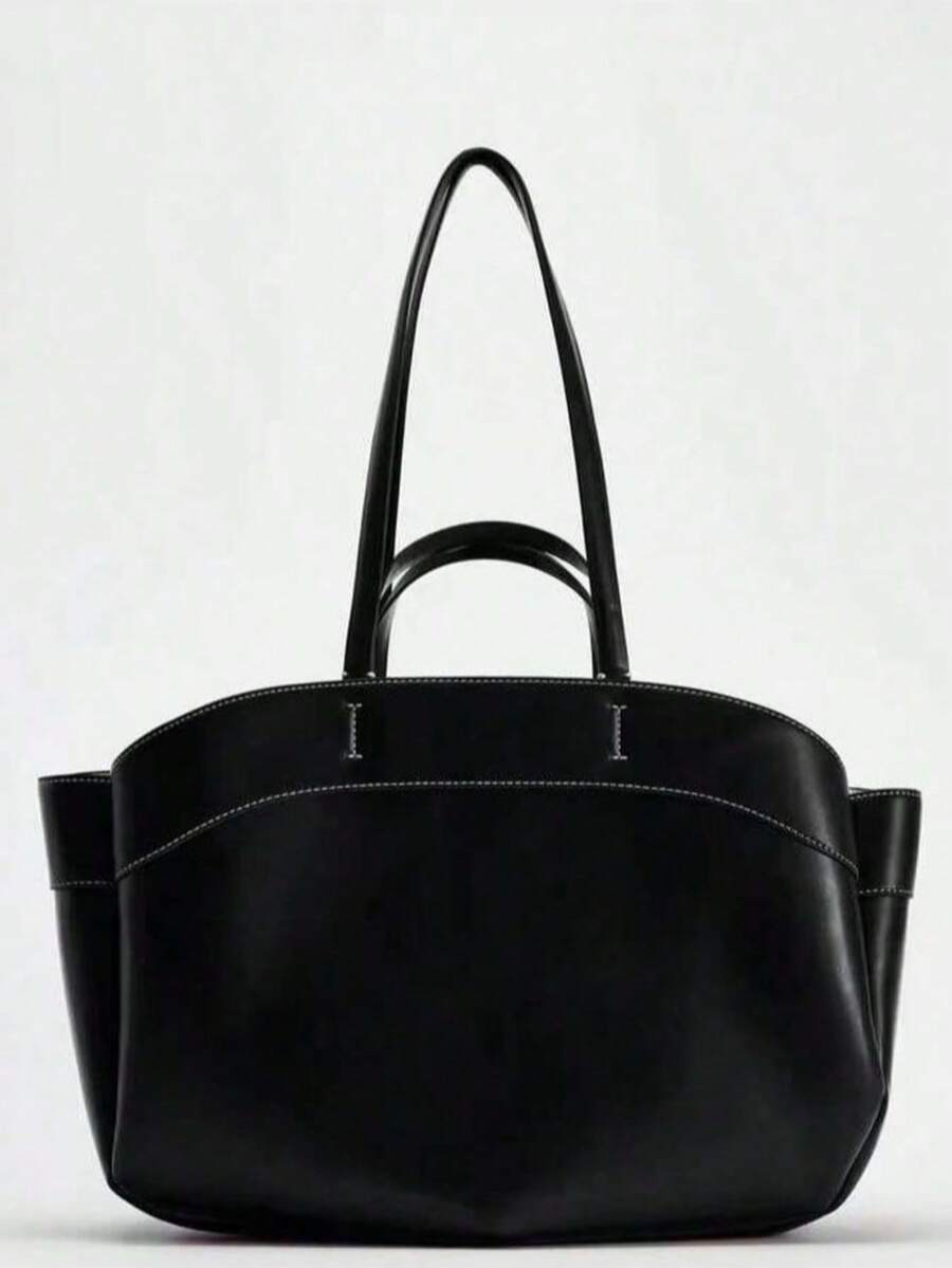 2024 Autumn New Women Handbag Shoulder Tote Bag Fashion Large Capacity Commute Shopping Bag - Black - View 1