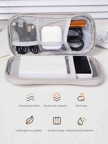1pc Minimalist Solid Color EVA Digital Storage Bag For Earphones, Data Cables, Charger, Power Bank, Rectangle Box, Travel Essentials For Men And Women, Electronic Accessories Organizer Pouch, Electronic Accessories Digital Storage Bag For Organizing USB Cable, Earphones, Pens, Power Bank And Other Functional Travel Kit Items Charger Box. A Gift For A Woman, A Gift For A Man. - Multicolor - View 6
