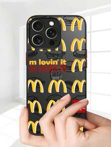 Phone Case For IPhone 11 12 13 14 15 16 Pro Max 14 Plus 15 Plus 16 Plus Complete Package Transparent Black Matte With McDonald's Pattern Funny Phone Case - 黑色 - 查看 4