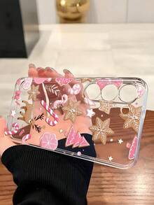 1 szt. Choinka, płatek śniegu, miękki futerał na telefon z reniferem, kompatybilny z 17/17 Air/17 Pro/17 Pro Max, Honor, Redmi, Galaxy A04e/12/A13/A14/A34/A50/A52/A53/A54/S21/S22/S23/S24/S25/S25Ultra, 6A/7A/8A, 12T/13T - Przezroczysty - Zobacz 3