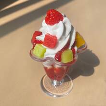 Crème glacée réaliste, fruits, belle tasse, modèle de maison de poupée, simulation, décoration d'été pour la maison, accessoires pour vitrine de boutique de poupées, artisanat, faux desserts, jouets alimentaires - Multicolore - Voir 16