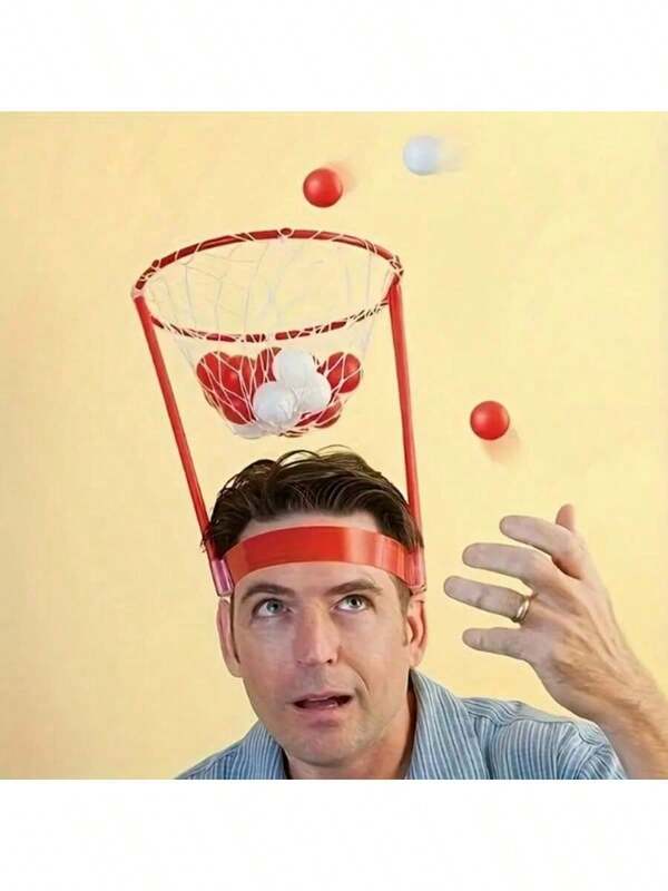 1 Set Basketball Party Headbands, Adjustable Hoop Headbands With 20 Random Color Balls, 2-Player Game For Family, Friends, Indoor/Outdoor Activities, Suitable For Spring Gatherings