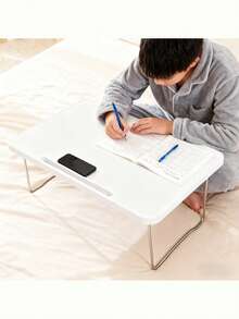 笔记本电脑床头柜，带手机卡槽的床头柜托盘，便捷床上笔记本电脑支架，折叠式膝上桌，可用于工作、阅读、写作、餐桌，可放置在床上、沙发上、地板上，适合返校季 - 彩色 - 查看 4