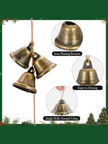 12 buc clopoței din alamă antică, clopoței din bronz, clopoței vintage (4,3 x 3,8 cm), culoare alamă - mini brelocuri vintage pentru uși de nuntă/zgarzi pentru câini, decor de Crăciun, Halloween, artizanat DIY (animale de companie) - Multicolor - Vizualizare 7