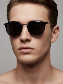 1 Stück modische runde Rahmen Nieten Mode Brille, neuer koreanischer Stil für Männer und Frauen, für den Außenbereich, hochwertige Metallrahmen