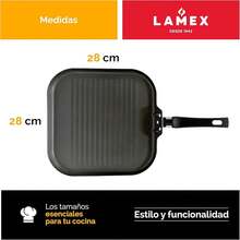 Sarteneta Antiadherente Lisa| Utensillos de Cocina| Ideal para tu Hogar & Cocina Integral| Cuadrada  - Mangos Aislante al Calor - Acanalada Roja 28x28cm - Ver 7
