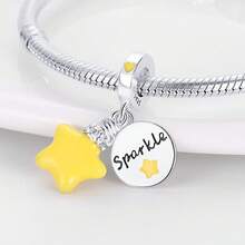 HappyStar 925 Sterling Silver Charms For Bracelets And Necklaces,Combination Dangle Pendants Beads Charms Jewelry Gift For Couples Sisters.(With Spacer Beads) - 2PS Star Charms - Xem 5