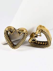 1PC Copper Heart Swirl Ear Gauges Snake Ear Tunnel Plugs Apiral Expanders Shell Earrings Plugs Piercing Body Jewelry