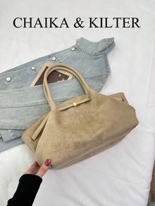 1 szt. CHAIKA & KILTER Jednokolorowa torba na ramię z zamszu, damska torba na ramię o dużej pojemności w stylu vintage, z plisowanym wzorem, regulowany pasek w talii, dwa uchwyty, zapięcie na magnes, odpowiednia do podróży, na zakupy, randki, prezent dla kobiet, idealna dla nastolatek, studentek, początkujących i pracowników umysłowych, idealna do biura, szkoły, pracy, biznesu, dojazdów do pracy, na świeżym powietrzu, w podróży, na piesze wędrówki - Kolor khaki - Zobacz 7