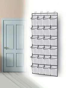 1/2 piezas Organizador de zapatos montado en la pared con 24 rejillas - Bolsa de almacenamiento colgante de armario ligera con bolsillos de malla, caja colgante de tela transparente, organización del hogar - Multicolor - Ver 1
