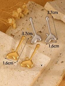 1 par de elegantes pendientes de botón con forma de corazón de acero inoxidable de 18K, minimalistas, versátiles para mujeres, adecuados para uso diario, fiestas y vacaciones
