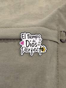 1 pieza Insignia de solapa esmaltada con cita inspiradora religiosa en español "El tiempo de Dios es perfecto", adecuada para hombres y mujeres, para uso diario o como regalo - Multicolor - Ver 5