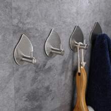 4 Edelstahlhaken – geeignet für selbstklebende Wände in Bad und Küche – stabile, stanzfreie Kleider- und Huthaken aus Metall hinter Türen.