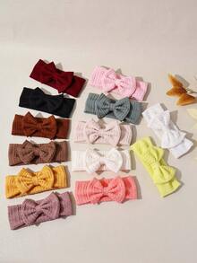 1pc Autumn/Winter New Jacquard Striped Fabric Baby Headband, Cute Solid Bow Infant Headwear, Fashionable Princess Baby Hair Accessories
