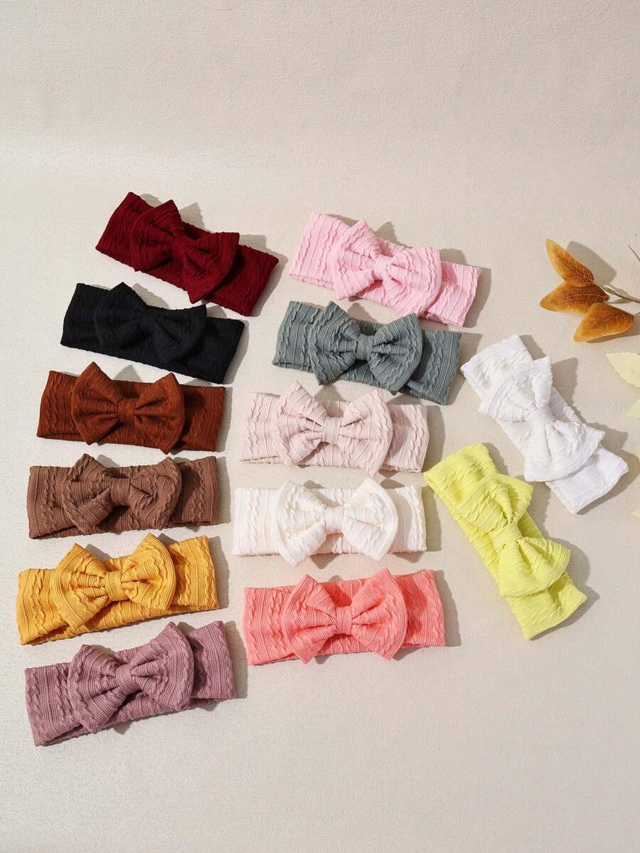 1pc Autumn/Winter New Jacquard Striped Fabric Baby Headband, Cute Solid Bow Infant Headwear, Fashionable Princess Baby Hair Accessories