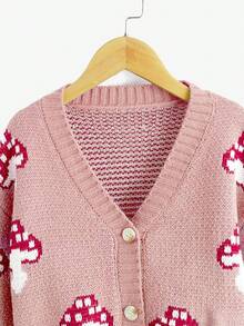 Girls' Cardigan Sweater Long Sleeve Button Down Cute Knit Cardigan Fall Preppy Clothes - Bụi hồng - Xem 3