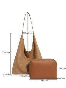 Borsa a tracolla da donna 2025 di moda, colore opaco, stile punk con borchie, borsa a spalla minimalista e di nicchia, grande capacità, elegante - Castano - Visualizzare 5