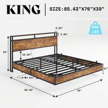 Full/Queen/King Size Floating Bed Frame With RGB LED Lights, Modern Platform Design With Smart Storage Headboard And Built-In Type-C & USB Charging Ports - Xem 4