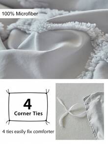 2/3pcs Light Grey Diamond Pattern Tufted Polyester Duvet Cover Set, Chic Modern Luxury Queen Size Bedding Set For All Seasons (1 Duvet Cover+ 1/2 Pillow Shams), Soft& Breathable, No Filler - Grey - View 8