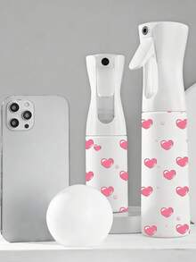Botella de spray recargable con patrón de corazón de PET, botella de spray de niebla fina multipropósito para viajes y viajes de negocios, dispensador de desmaquillante, botella de spray para el cabello reutilizable, rociador continuo para peinado, limpieza, botánicos, humectante facial