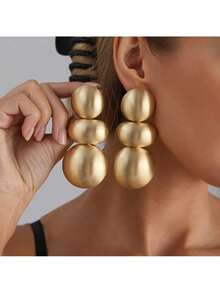 Jewelry Metal Brushed Geometric Round Stud Earrings Personality Exaggerated Symmetrical Earrings Earrings