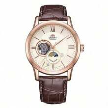 Orient Automatic Mechanical Watch Men's Sun And Moon Dial Watch Men's Business Watch Rose Gold Belt RA-AS0003S00B