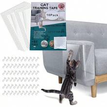 Tapete Rascador para Gatos, Alfombra de Pared para Gato Autoadhesivo Recortable, Tapete Protector de Muebles para Gatos o Arañazos para árbol de Gato, Cama, Silla, Sofá (Transparente, 10pcs) - Transparente - Ver 9
