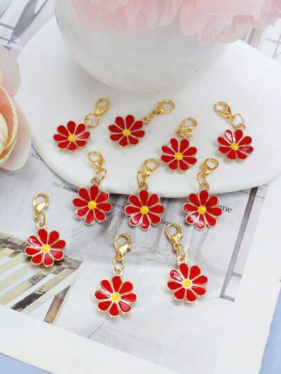 10个/套迷你雏菊龙虾扣钥匙扣，Y2K风花卉包包配件套装，汽车装饰，包包挂饰，背包吊坠，适合上学佩戴，可爱哥特风圣诞礼物