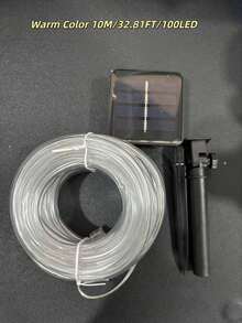 1支户外太阳能灯管 - 300/200/100/50颗LED灯珠，带太阳能板，8种照明模式，IPX4防水，适用于泳池、婚礼、圣诞节、庭院、小路装饰、万圣节、节日装饰和氛围照明、花园装饰、LED仙女灯，非常适合露台、花园、栅栏、树木、蹦床、婚礼、生日派对、圣诞节装饰，满足11种节日装饰需求。 - 彩色 - 查看 17