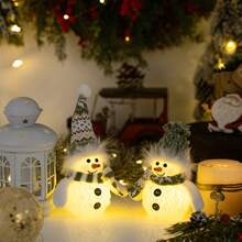 Embrace The Warmth Of Winter Nights |   Ins Style Knitted Hat Snowman Lamp Decorate The Corner For A Cozy Christmas Festival - 墨綠針織帶燈雪人尖帽 - 查看 4