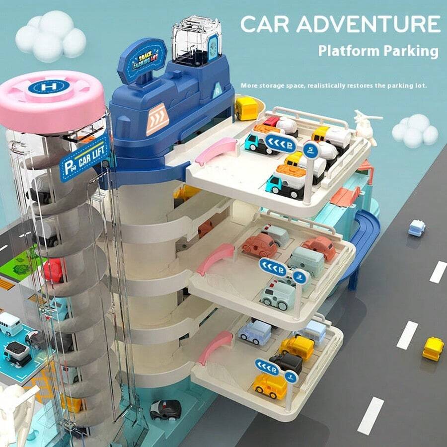 1pc 2025 New Parking Garage Puzzle Car Adventure Track Playset - Birthday Gift, Holiday Gift, Perfect Gift For Boys & Girls - Multicolor - View 1