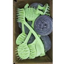 耐刮擦洗碗刷、厨房钢丝球、家用清洁垫、可拆卸手柄清洁海绵、易清洁刷、锅具和烤箱清洁球、柔软PET材质清洁刷 - 彩色 - 查看 7