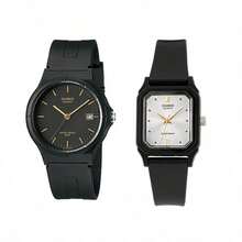 YOUTH系列 - 圆形表盘三针石英机芯树脂表带时尚日韩风女表，黑色表盘 MW-59-1E - 黑色 - 查看 5