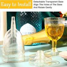 50 Pack Reusable Stemware, 150ML Gold Powder Shatterproof Wine Stemware, Suitable For Halloween, Christmas, Restaurants, Banquets, Plastic Wine Glasses For Parties, Bars And Other Places. - 透明 - 查看 6